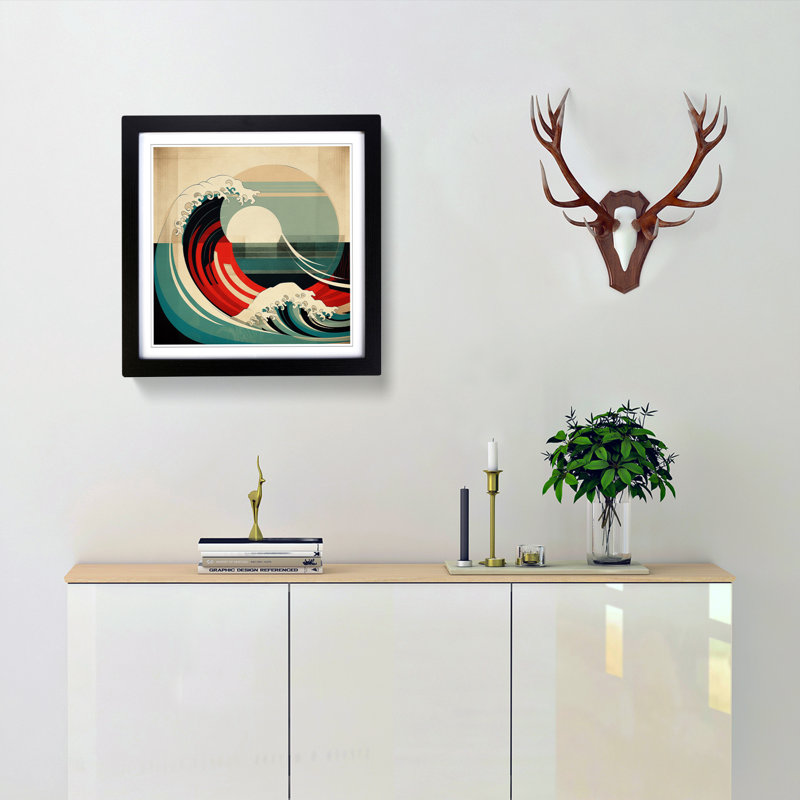 Japanese Wave Bauhaus - Framed Print, Black