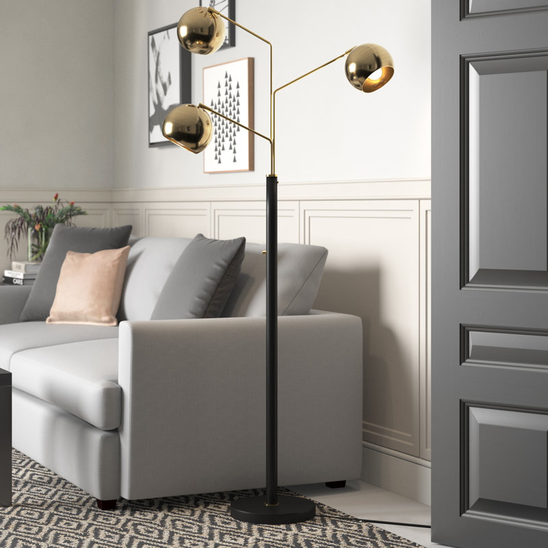 Andrei 68'' Tree Floor Lamp, Black, Antique Brass