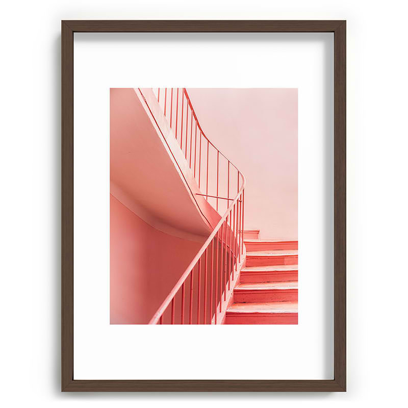 Cadre en érable encadré 18 pi x 24 po Latitude Rais rose par Raisa Zwart, H 24 po x l 18 po