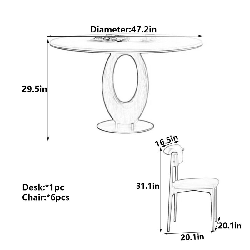 Table de salle à manger Modern, H 29,5 po x L 47,2 po x l 47,2 po