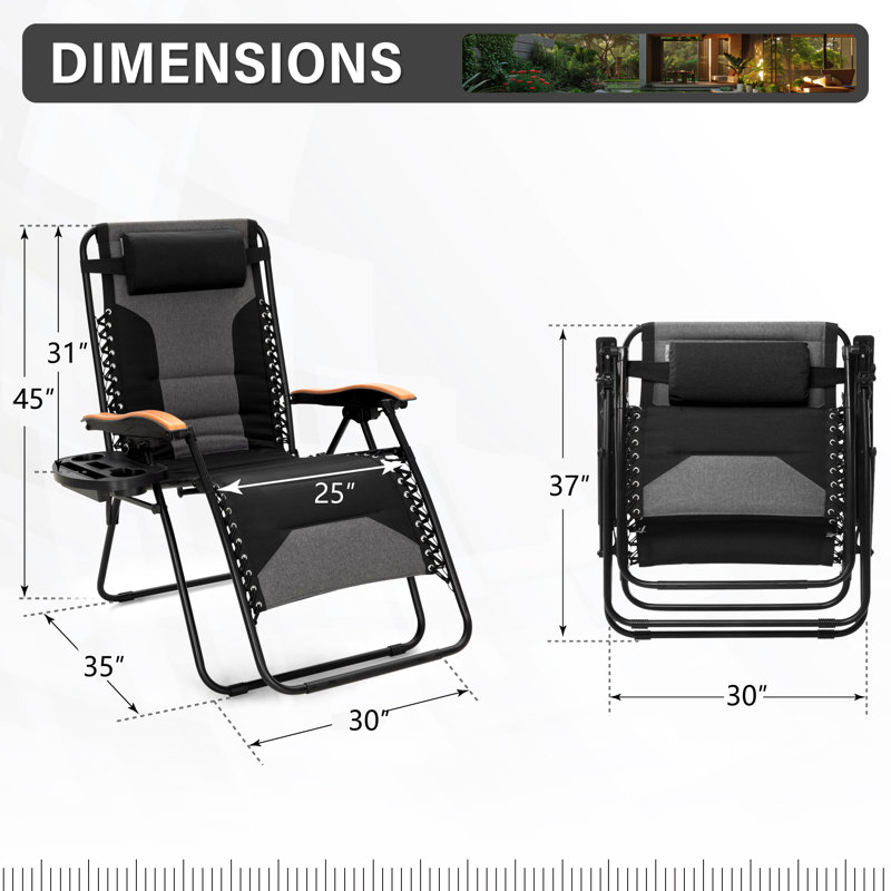Fauteuil inclinable zéro gravité avec coussin Syril, Noir