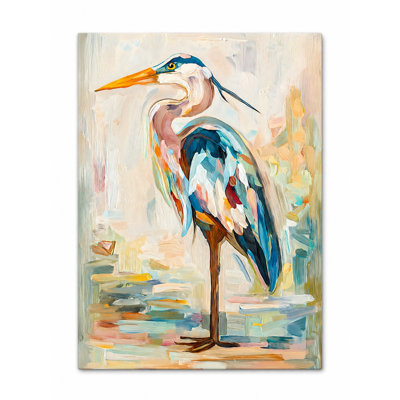 Coastal Blue Heron, reproduction d'art sur toile - peinture d'oiseau moderne pour salle de bain