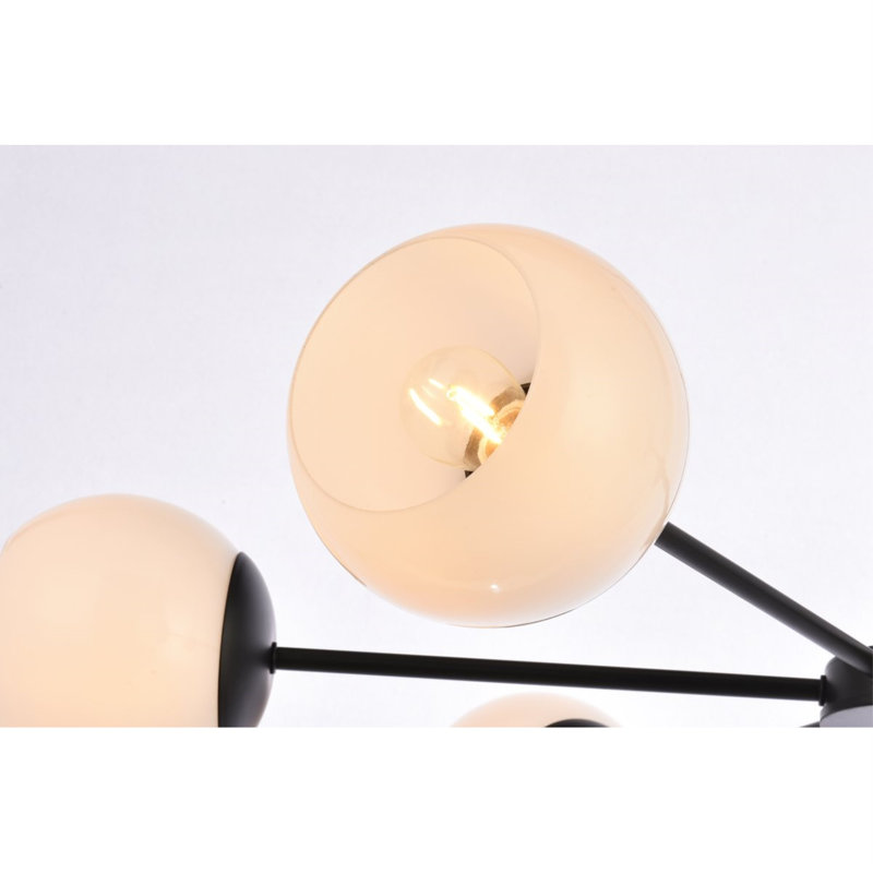 Caisha 6 - Light Dimmable Sputnik Modern Linear Chandelier, Black/White, 6" H x 36" W x 36" D