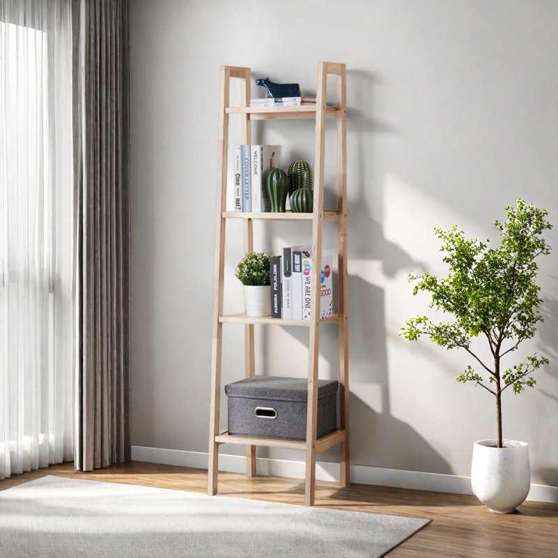 High-quality and stylish bookcase, (4 tablettes) H 59,4 po x l 15,7 po x P 13,7 po, Brun
