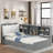 Preslei With Upholstered And Storage Headboard, Rotatable Board, Storage Shelves And 2 Drawers-2094419233