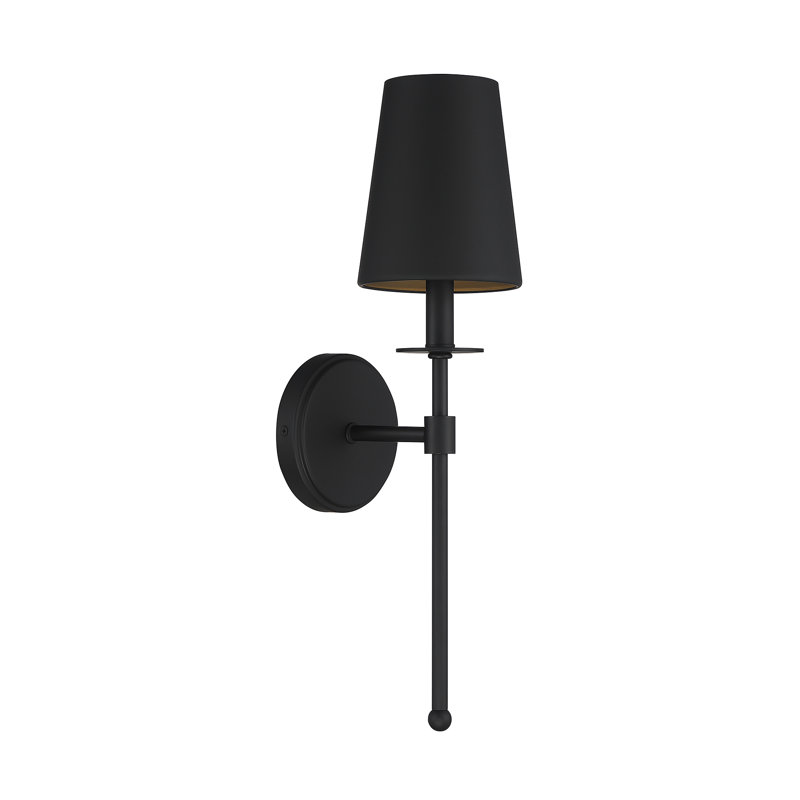 Applique murale 1 lumière Meridian en noir mat, Noir mat, Noir mat