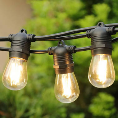 LEDPAX 48ft LED Outdoor Waterproof String Lights, 15 Sockets, Edison Bulbs