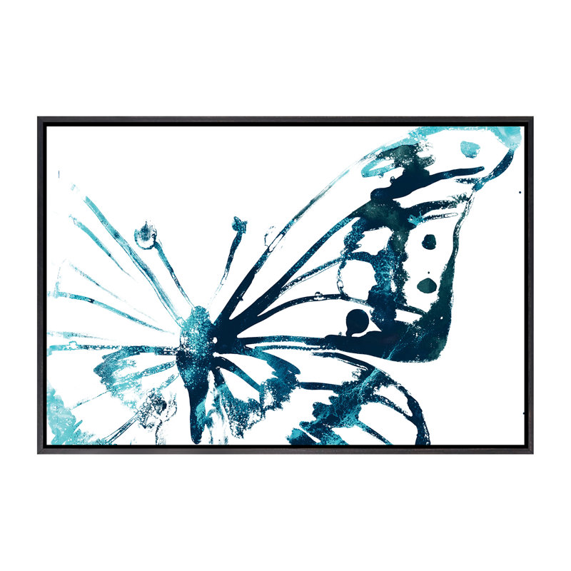 Impression papillon V - imprimé, H 18 po x l 26 po x P 1,5 po, Toile encadrée noir délavé, Pas de tapis