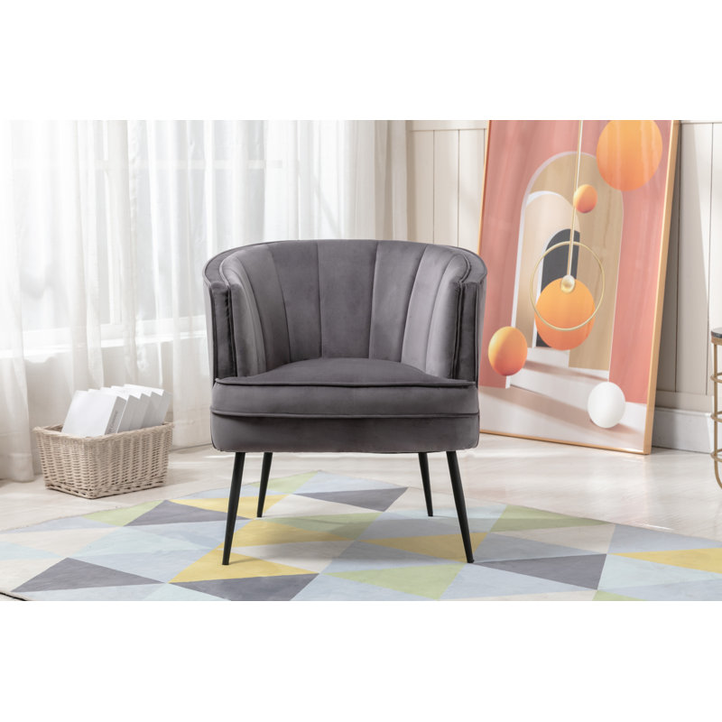 Upholstered Barrel Chair, Grey