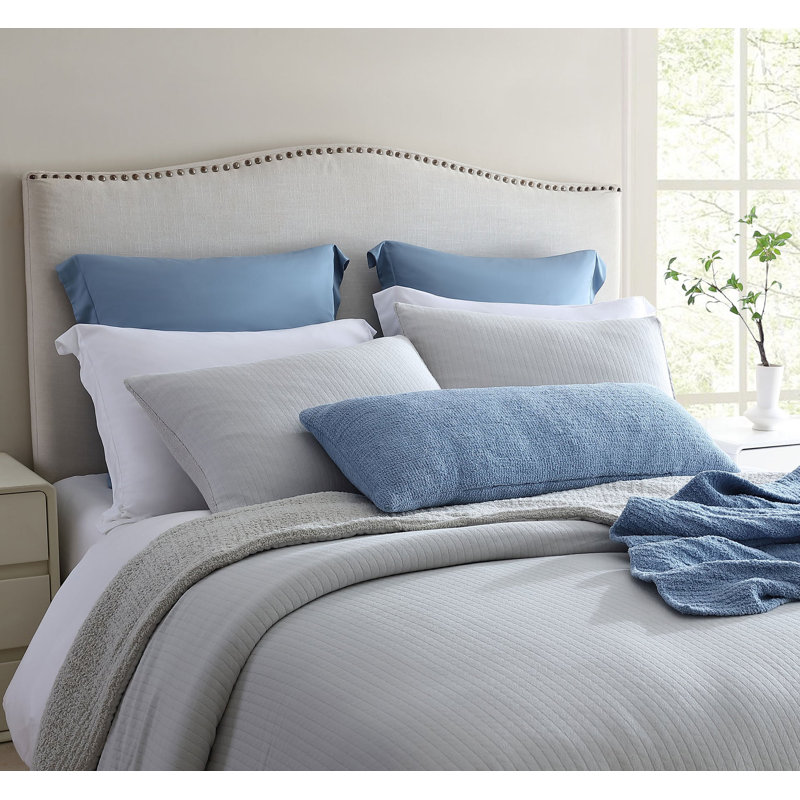 Herringbone Snug Sham Set, King, Cloud Gray