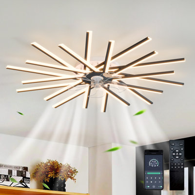 Ventilateur de plafond réversible à intensité variable de 44,9 po avec lumières DEL et télécommande Hanke