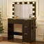 Meuble-lavabo moderne 36,2 po avec 4 tiroirs, miroir lumineux à DEL et prises de courant, noir-736424809