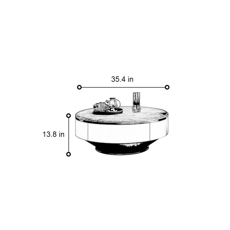 Table basse simple et moderne en noyer, H 13,8 po x L 35,4 po x l 35,4 po