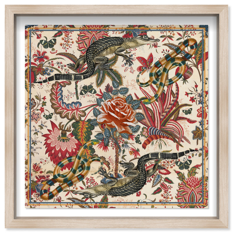 Timeless Alligator Canvas Animals Print by Oliver Gal, 31.5"H x 31.5"W, Natural Oak Frame