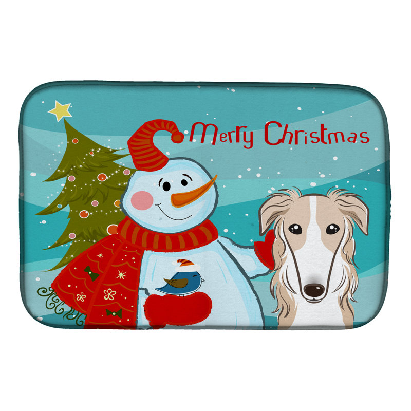 Tapis de séchage bonhomme de neige avec barzoï