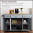 54-Inch Large Kitchen Island with Drop Leaf, Embossed Texture, and Ample Storage for Modern Kitchens and Dining Rooms in Grey Blue-1368036135