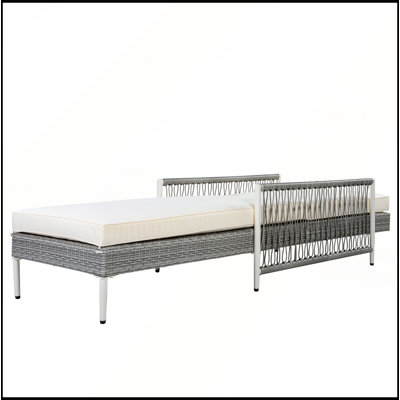 Outdoor All-Weather PE Rattan Chaise Lounge with Arms and Thick Cushion for Patio, Deck, and Poolside Relaxation