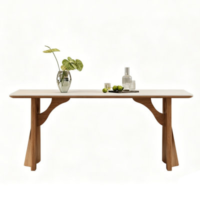 59.06"Modern minimalist rectangular solid wood granite dining table