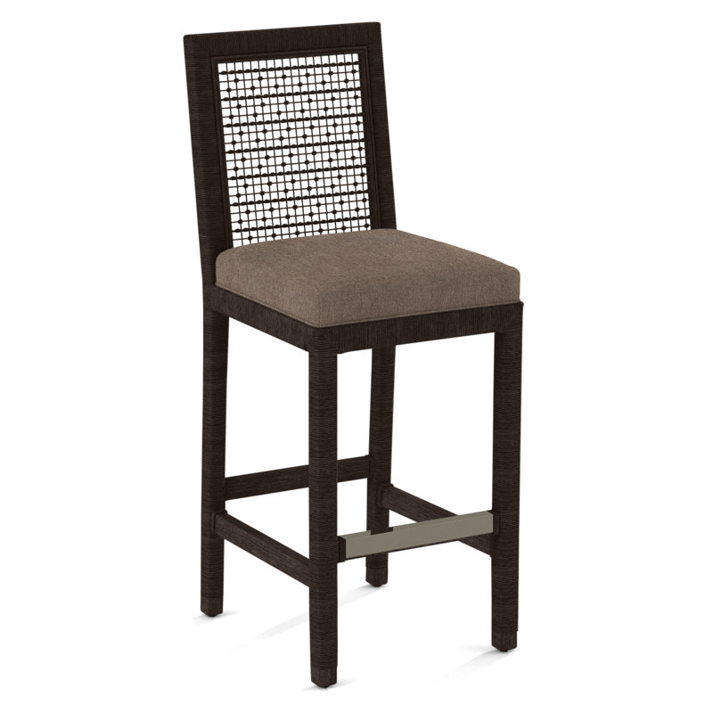Pine Isle Bar Stool, Sunbrella Beige Pinstripe; 6205-74, Java