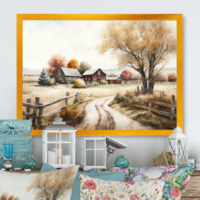Art mural sur toile de ferme, reproduction de paysage de grange au printemps rustique - Belle grange au printemps VI