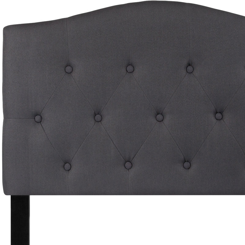 Tête de lit tapissier arquée capitonnée à boutons Ciriaca, Gris foncé, Simple