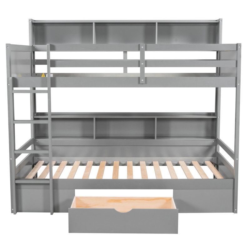 Lit superposé simple avec rangement et tablettes - Idéale pour une chambre à coucher confortable