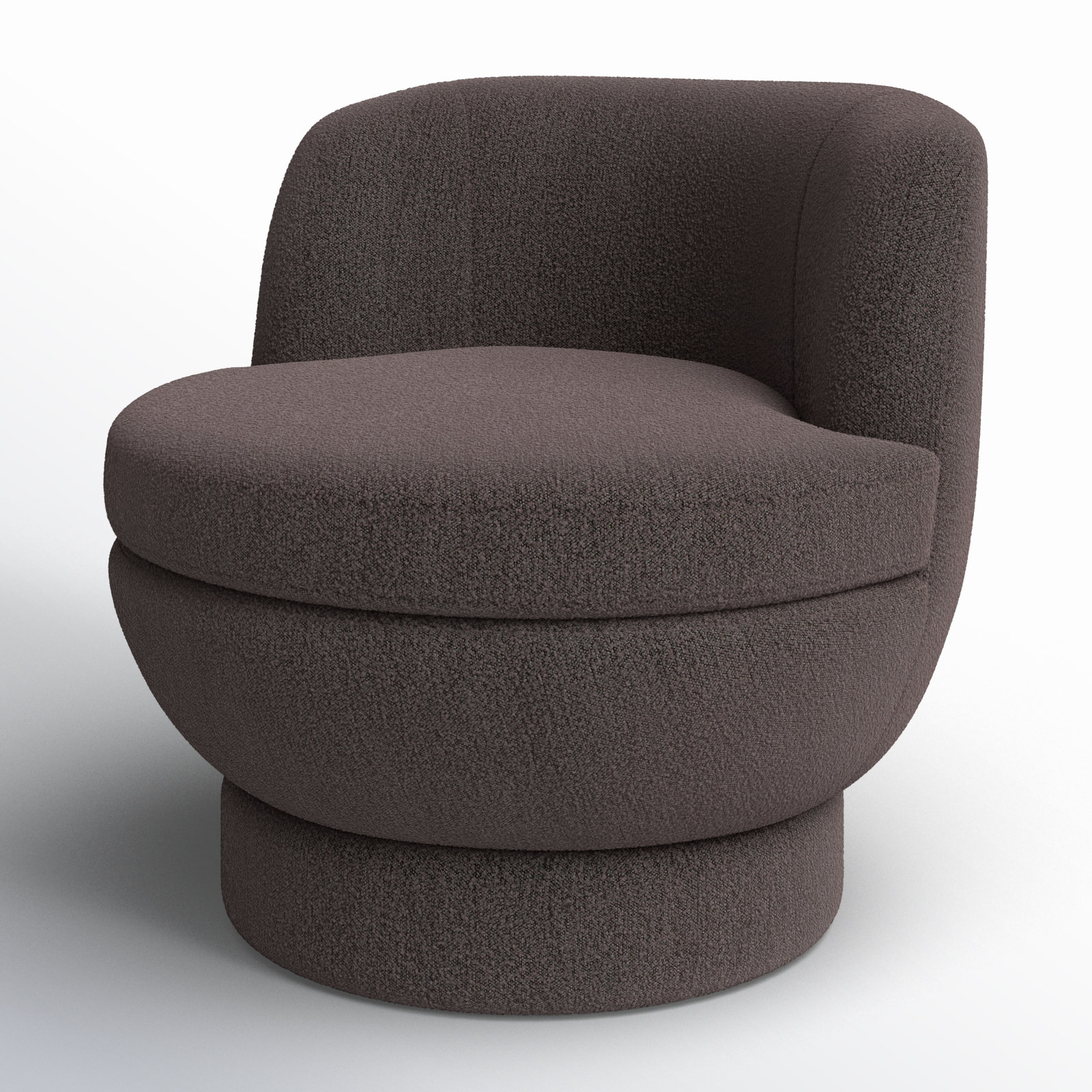 Volla Swivel Barrel Chair, Dark Brown Chenille