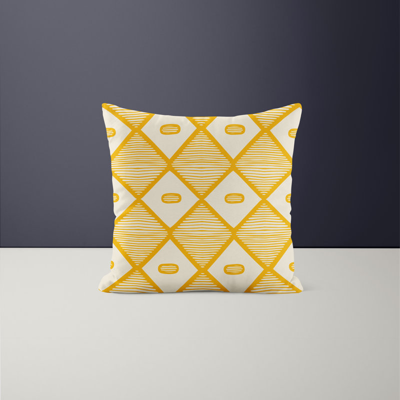 Jeté carré en polyester intérieur / extérieur, L 17 po x H 17 po, Jaune