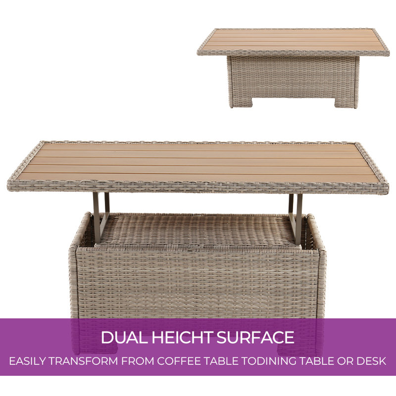 Table basse d'extérieur à plateau relevable Cayha L 51,18 po x l 26,67 po