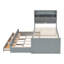 Lit en bois avec tête de lit et prises de rangement, lit gigogne extensible avec trois tiroirs pour une utilisation optimale de l'espace-2100709331-2100709330