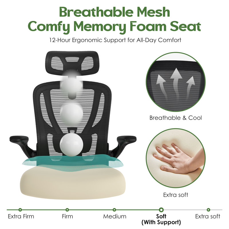 Office Chair Ergonomic Desk Chair - Mesh Computer Chair Breathable Task Chair With Wheels, Black, Black