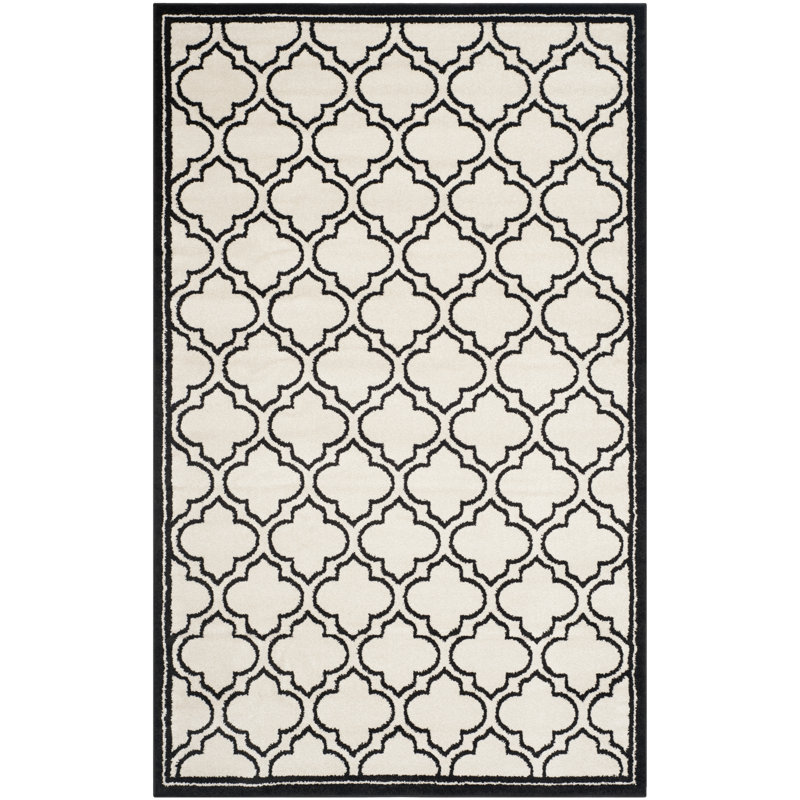 Tapis géométrique ivoire / anthracite Ammundsen, Rectangle 6 pi x 9 pi