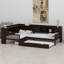 Lit plateforme en L avec lit gigogne, tiroirs et tablettes de rangement-1684766136