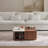 Solid wood travertine rock plate coffee table
