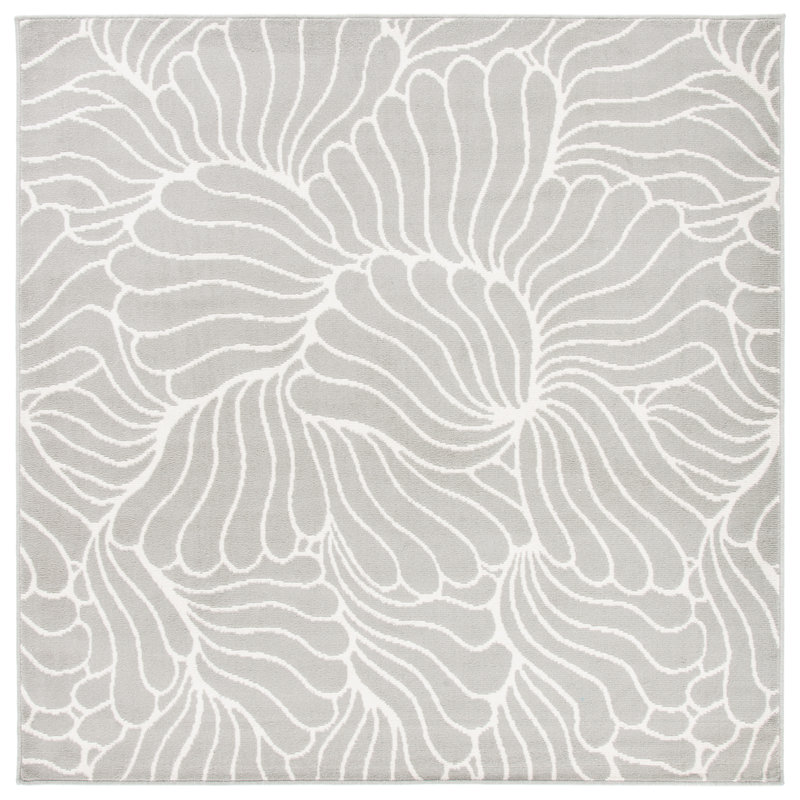 Amaya Abstract Gray/Ivory Area Rug, Square 6'7"