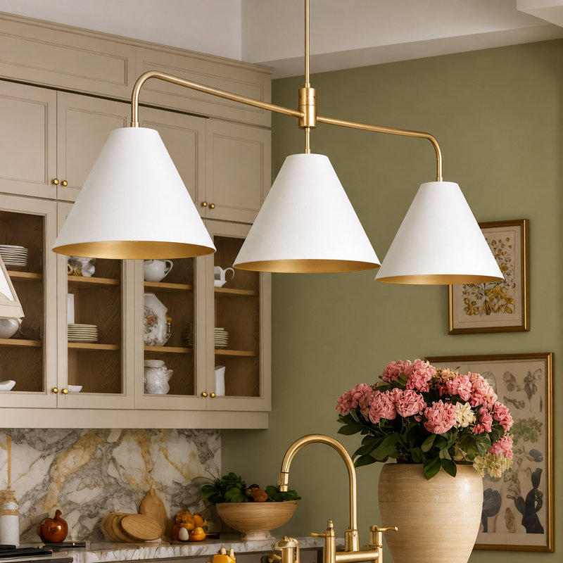  Kimmons 3-Light 44.9’’ Dimmable Modern Linear Kitchen Island Pendant