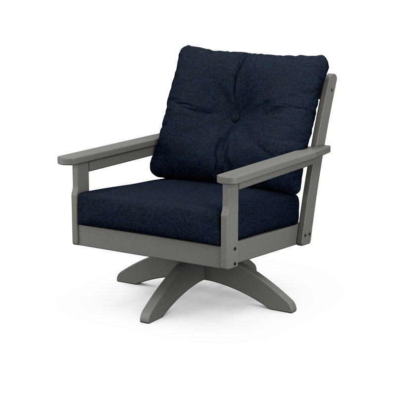 Chaise pivotante à assise profonde Lakeside Vineyard, Indigo marin, Gris ardoise