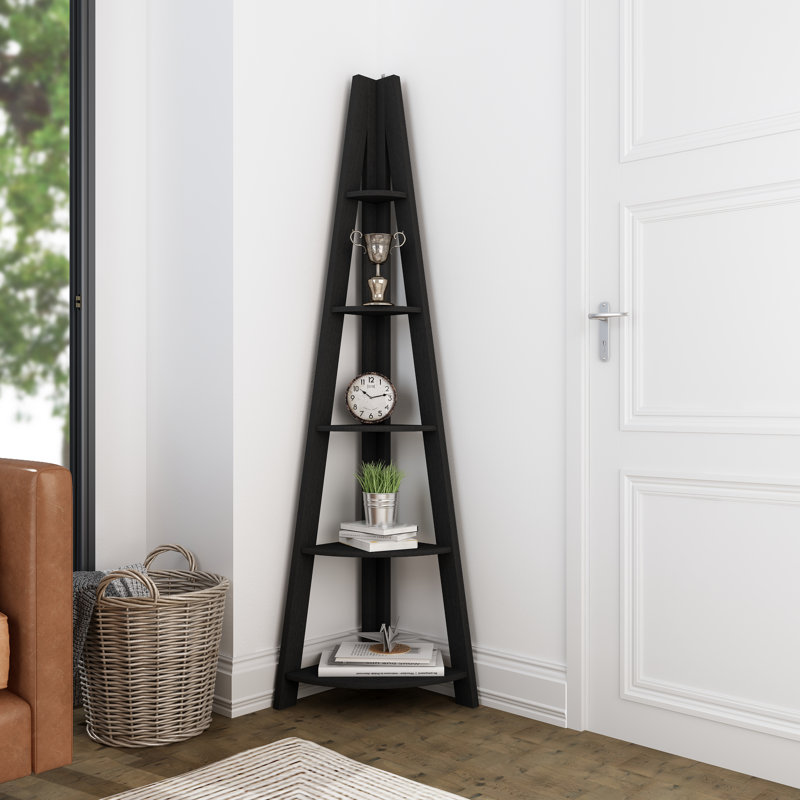 Gardi Corner Bookcase, 175.4" H x 38.6" W x 38.6" D, Black