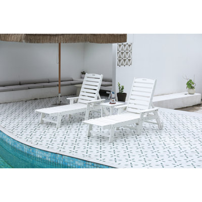 3 chaises de patio, blanches, avec 5 positions et 5 sièges réglables à angle, blanc pour le confort des sièges extérieurs