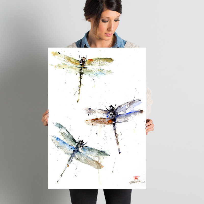 «Dragonflies», peinture sur toile tendue, H 26 po x l 18 po x P 1,5 po