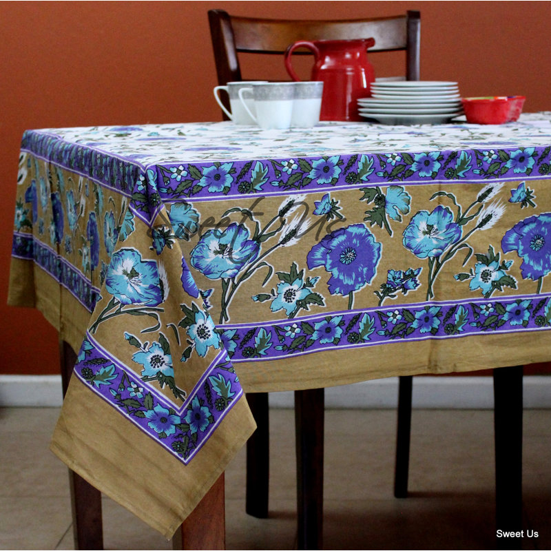 Nappe de coton rectangulaire rouge, Marine, L 104 po x l 70 po