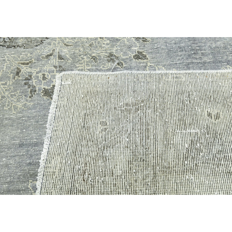 Tapis gris Pruneda unique en son genre de 50 à 60 ans de 9 pi 6 po x 12 pi 7 po