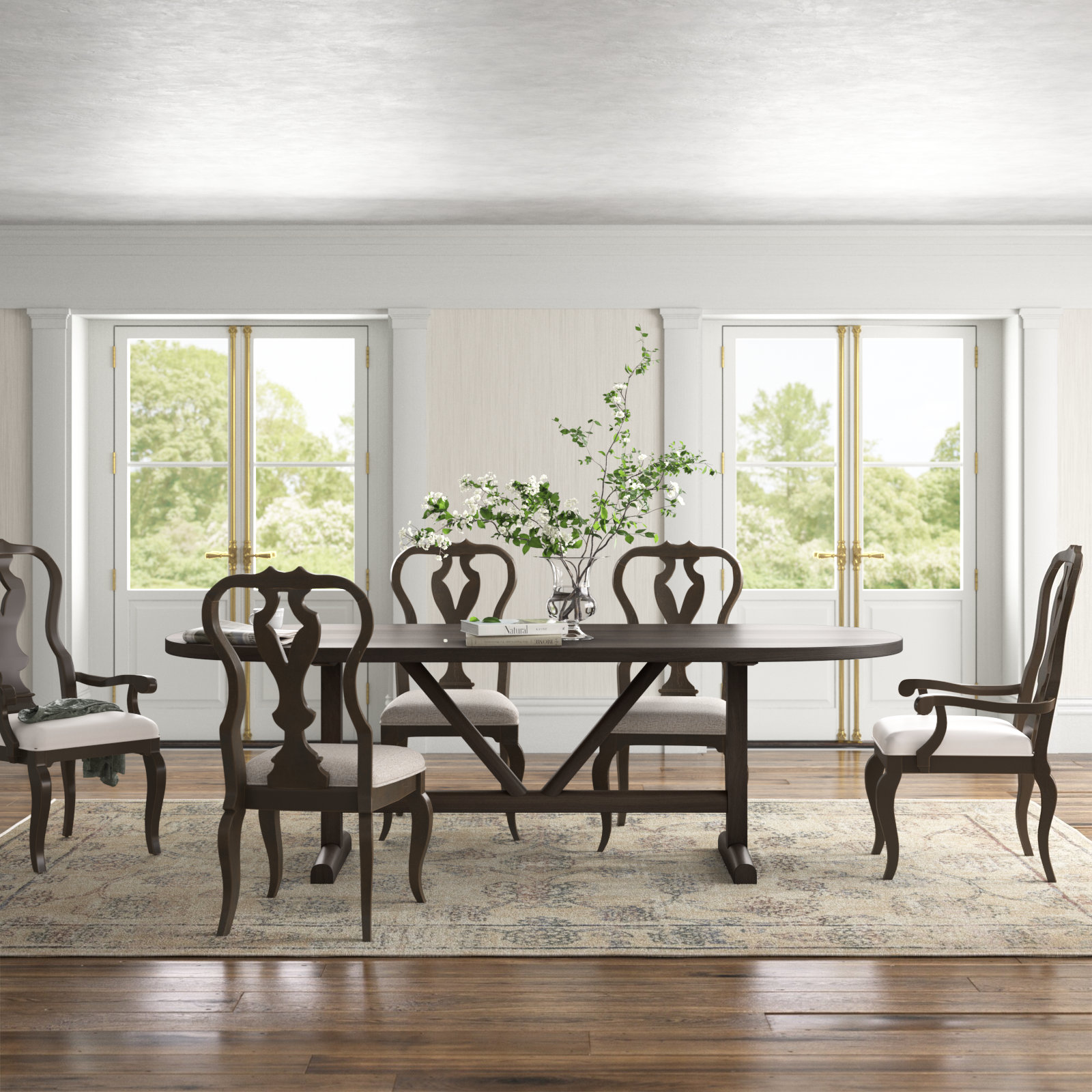 Rune 94'' Oval Dining Table, Light Brown, 42" W x 94" L