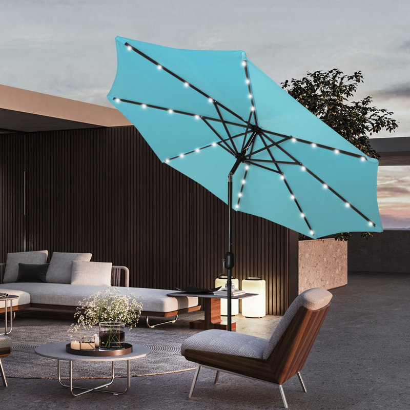 Parasol de marché lumineux 9 pi Addison, Turquoise