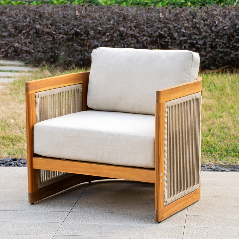 Acacia Wood Patio Chair With Cushions