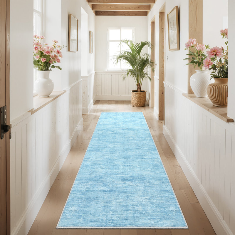 Washable Solid Color Textured Thin Indoor Rug, Low Pile Area Rug with Soft Surface, Non Slip Backing, Easy Clean Design for Living Room, Bedroom, Dorm, Home Office