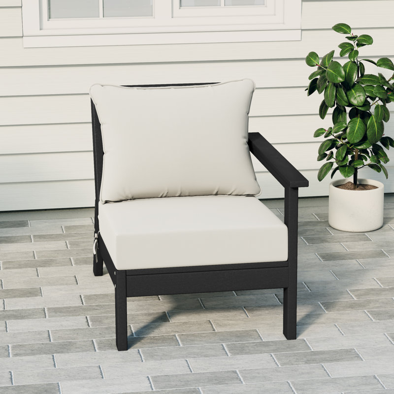 Deep Seating Right Arm Chair With Cushions, White, Black
