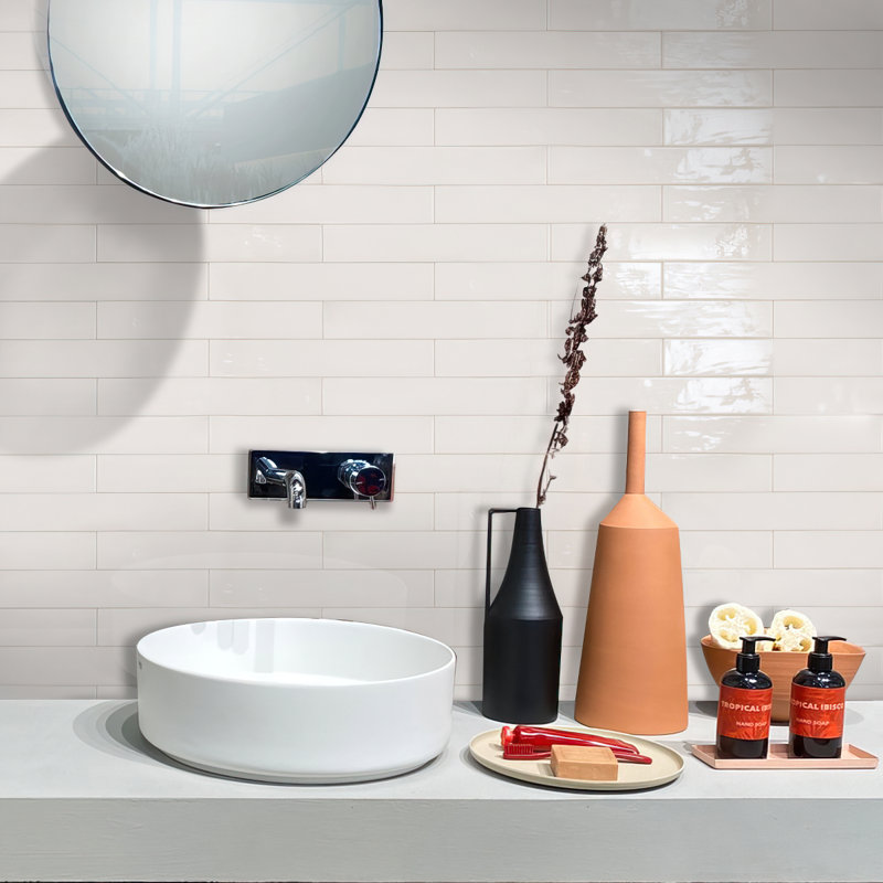 2.56'' W x 15.75'' L Ceramic Subway Singular Tile, Ivory White