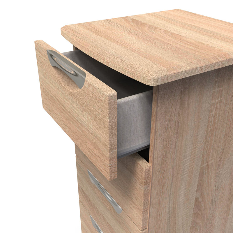 Bhodhini 40cm W Manufactured Wood Bedside Table, Bardolino Oak