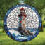 Panneau de verre bleu vitrail phare Suncatcher pour décor de fenêtre-129204591